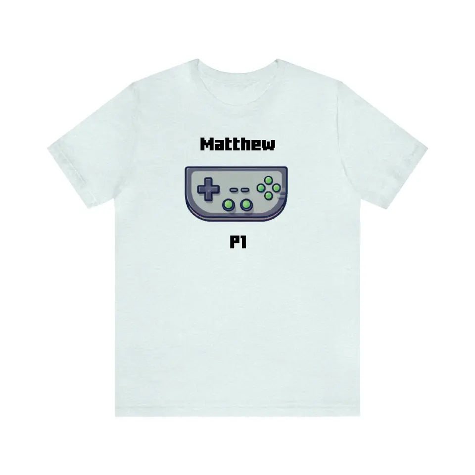 Customized Personalizer Game T-Shirt Heather Ice Blue