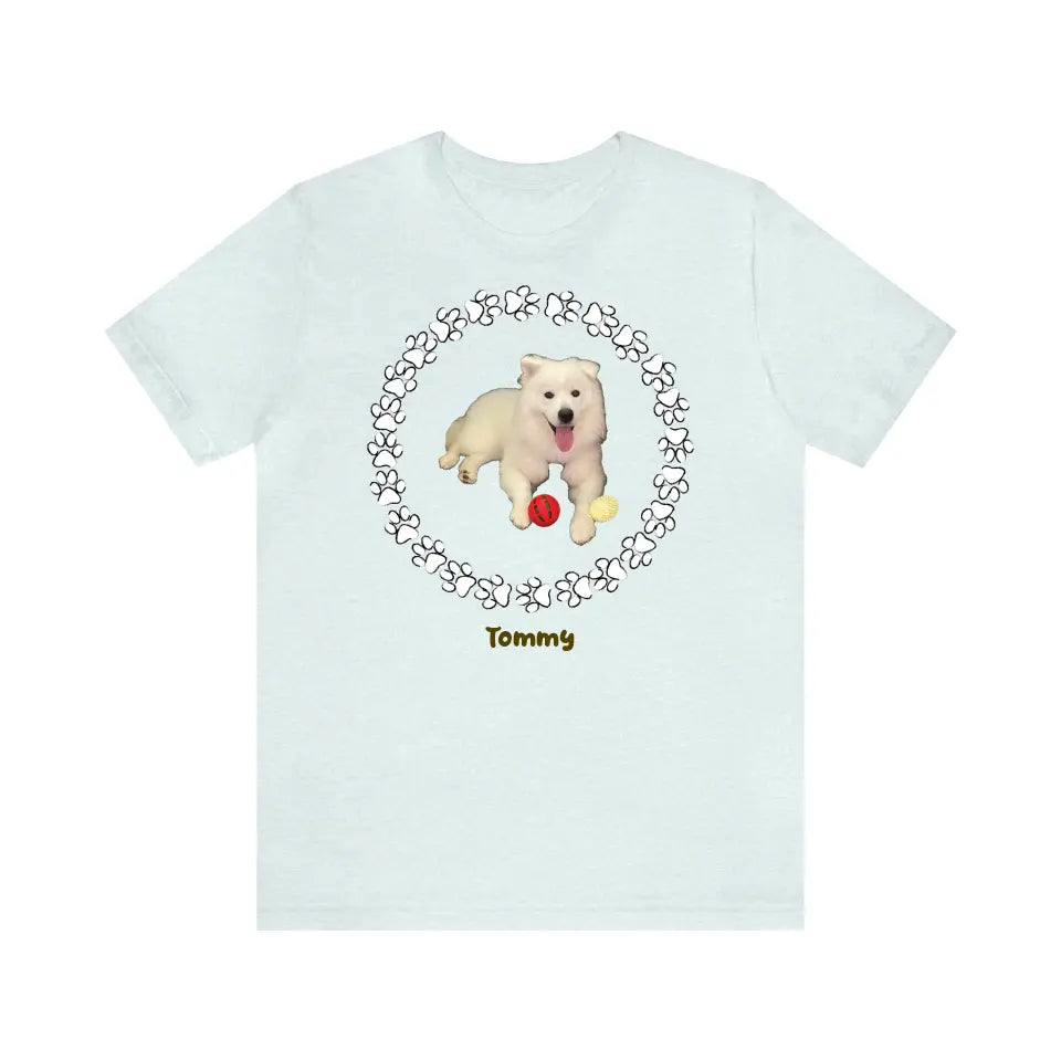 Customized Personalizer Dog T-Shirt Heather Ice Blue