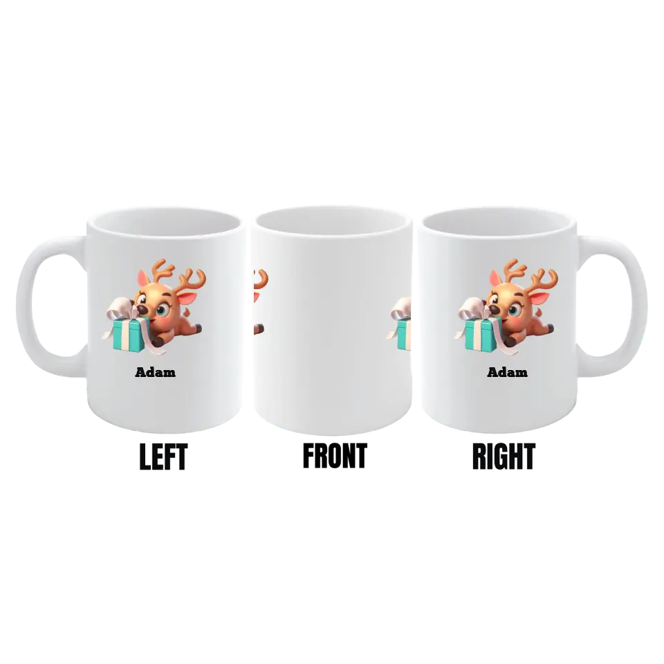 Customized Personalizer Baby Reindeer Mug (5 Choices & 50+ Variants)